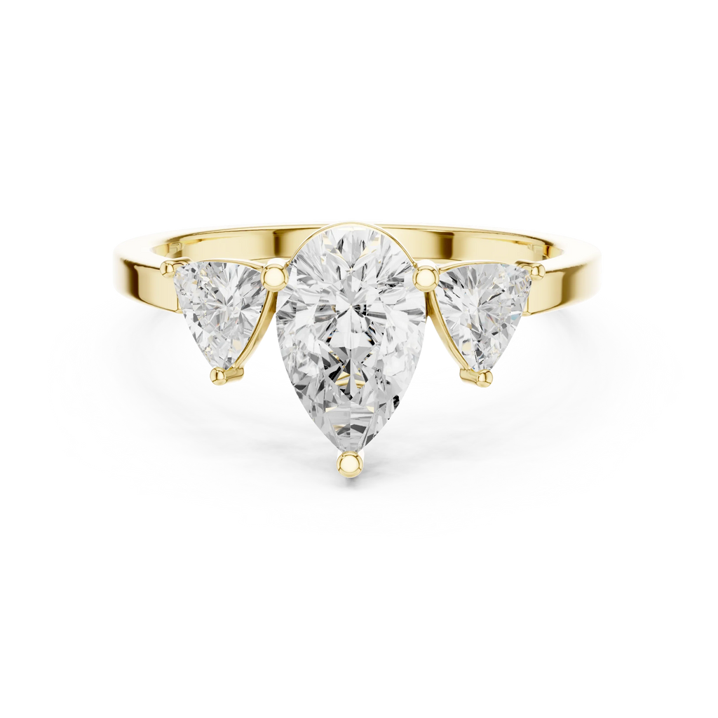 VVS1 Moissanite Diamond Trillion Pear Cut 1.42 CTW White Gold Anniversary Ring