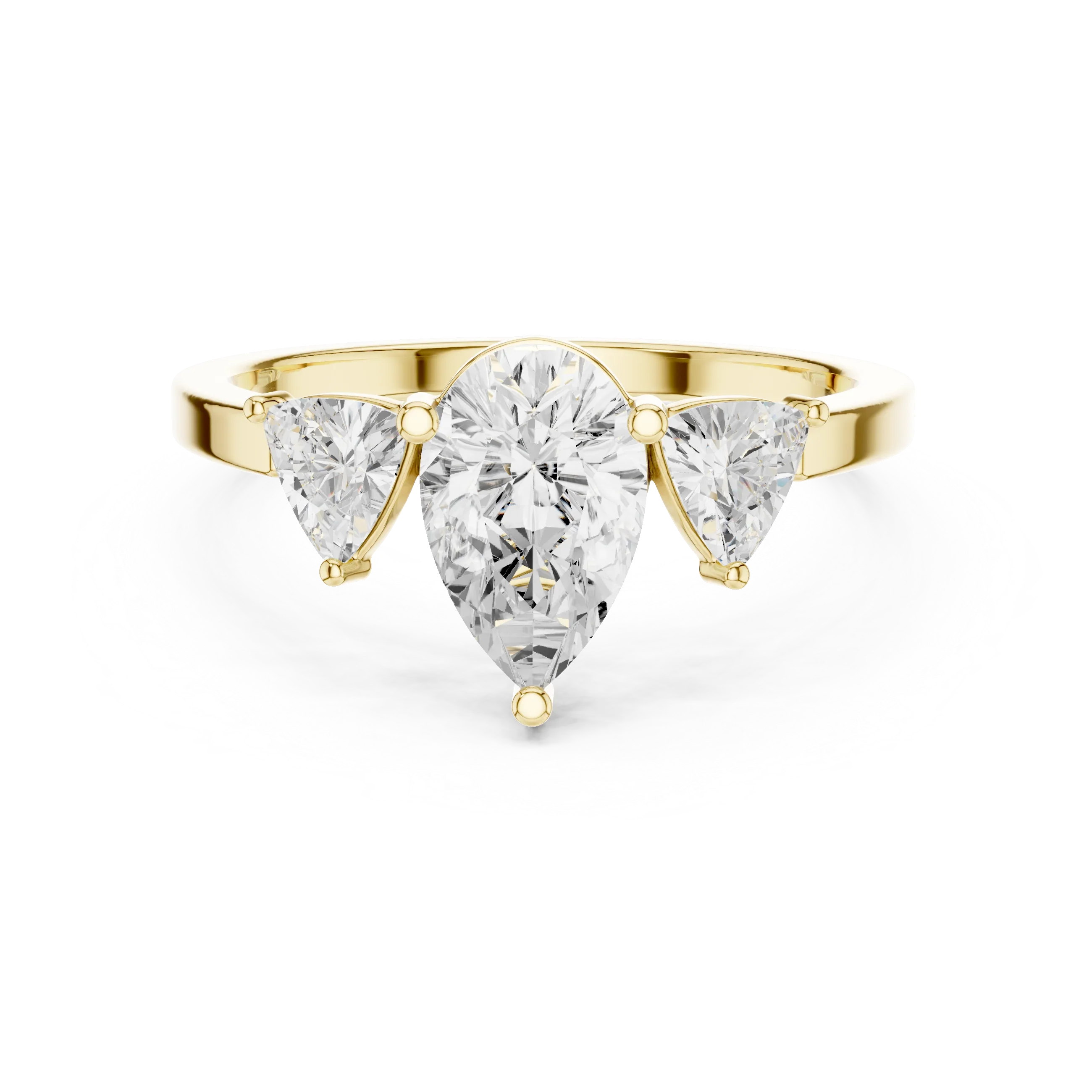 VVS1 Moissanite Diamond Trillion Pear Cut 1.42 CTW White Gold Anniversary Ring