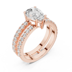 1.57 CTW Split Shank Double Pave Pear 14K Gold Moissanite Diamond Engagement Ring