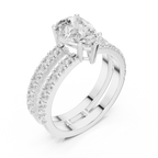 1.57 CTW Split Shank Double Pave Pear 14K Gold Moissanite Diamond Engagement Ring