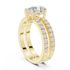 1.57 CTW Split Shank Double Pave Pear 14K Gold Moissanite Diamond Engagement Ring