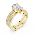 1.57 CTW Split Shank Double Pave Pear 14K Gold Moissanite Diamond Engagement Ring