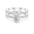 1.57 CTW Split Shank Double Pave Pear 14K Gold Moissanite Diamond Engagement Ring