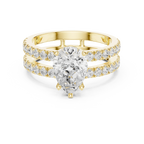 1.57 CTW Split Shank Double Pave Pear 14K Gold Moissanite Diamond Engagement Ring