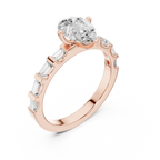 EF/VVS Clarity IGI Certified 1 Carat Pear Baguette Cut Lab Grown Diamond Ring