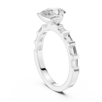 EF/VVS Clarity IGI Certified 1 Carat Pear Baguette Cut Lab Grown Diamond Ring
