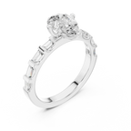 EF/VVS Clarity IGI Certified 1 Carat Pear Baguette Cut Lab Grown Diamond Ring