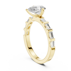 EF/VVS Clarity IGI Certified 1 Carat Pear Baguette Cut Lab Grown Diamond Ring