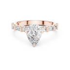 EF/VVS Clarity IGI Certified 1 Carat Pear Baguette Cut Lab Grown Diamond Ring