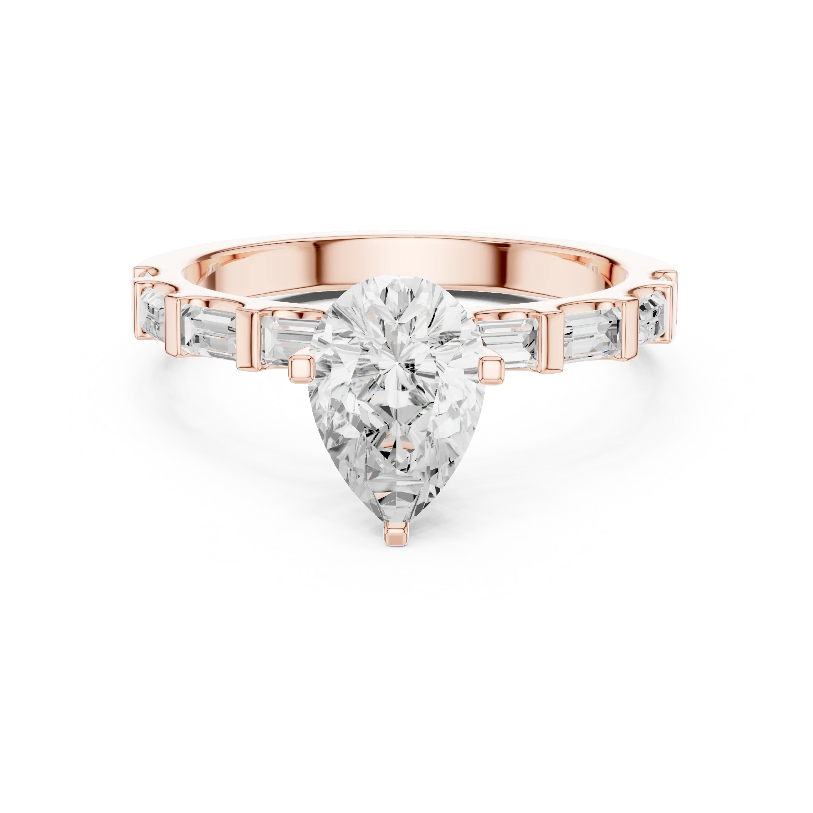 EF/VVS Clarity IGI Certified 1 Carat Pear Baguette Cut Lab Grown Diamond Ring