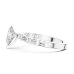 EF/VVS Clarity IGI Certified 1 Carat Pear Baguette Cut Lab Grown Diamond Ring