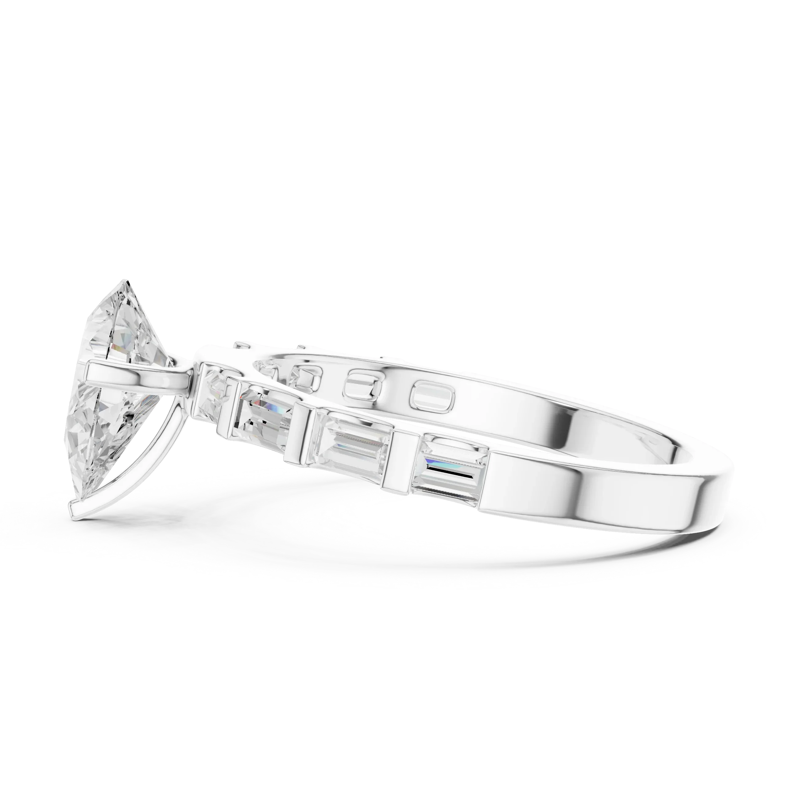 EF/VVS Clarity IGI Certified 1 Carat Pear Baguette Cut Lab Grown Diamond Ring
