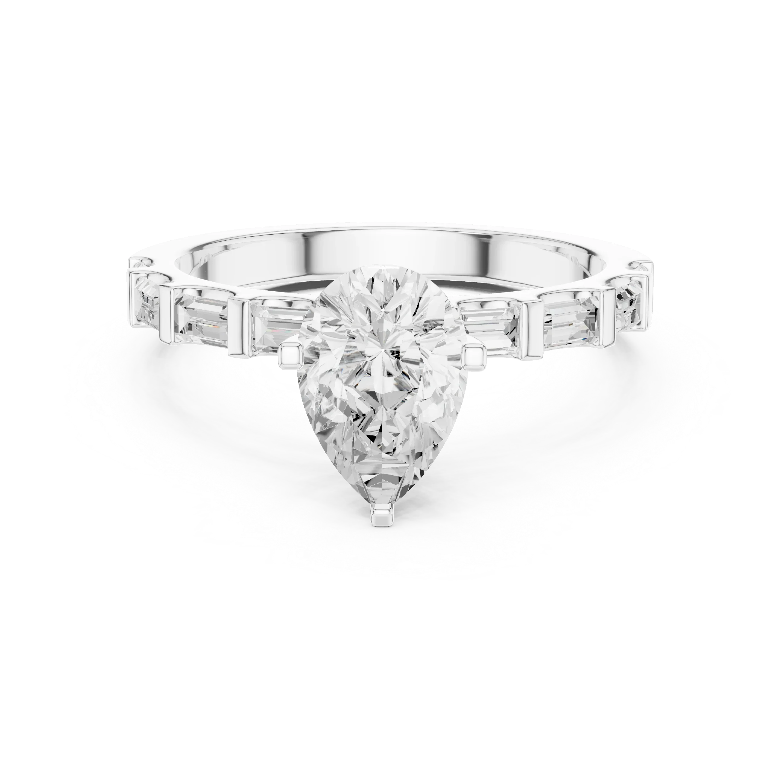 EF/VVS Clarity IGI Certified 1 Carat Pear Baguette Cut Lab Grown Diamond Ring