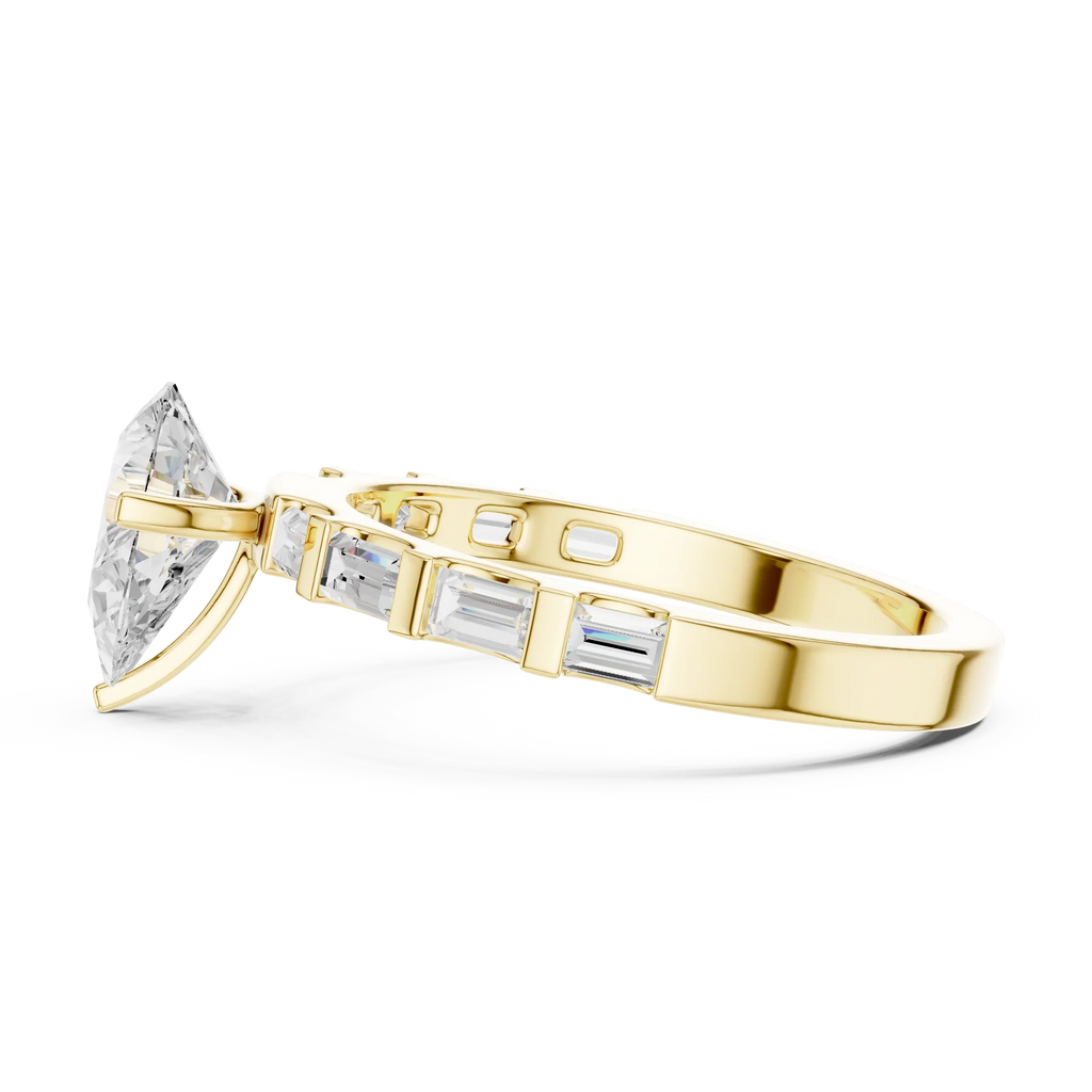 EF/VVS Clarity IGI Certified 1 Carat Pear Baguette Cut Lab Grown Diamond Ring