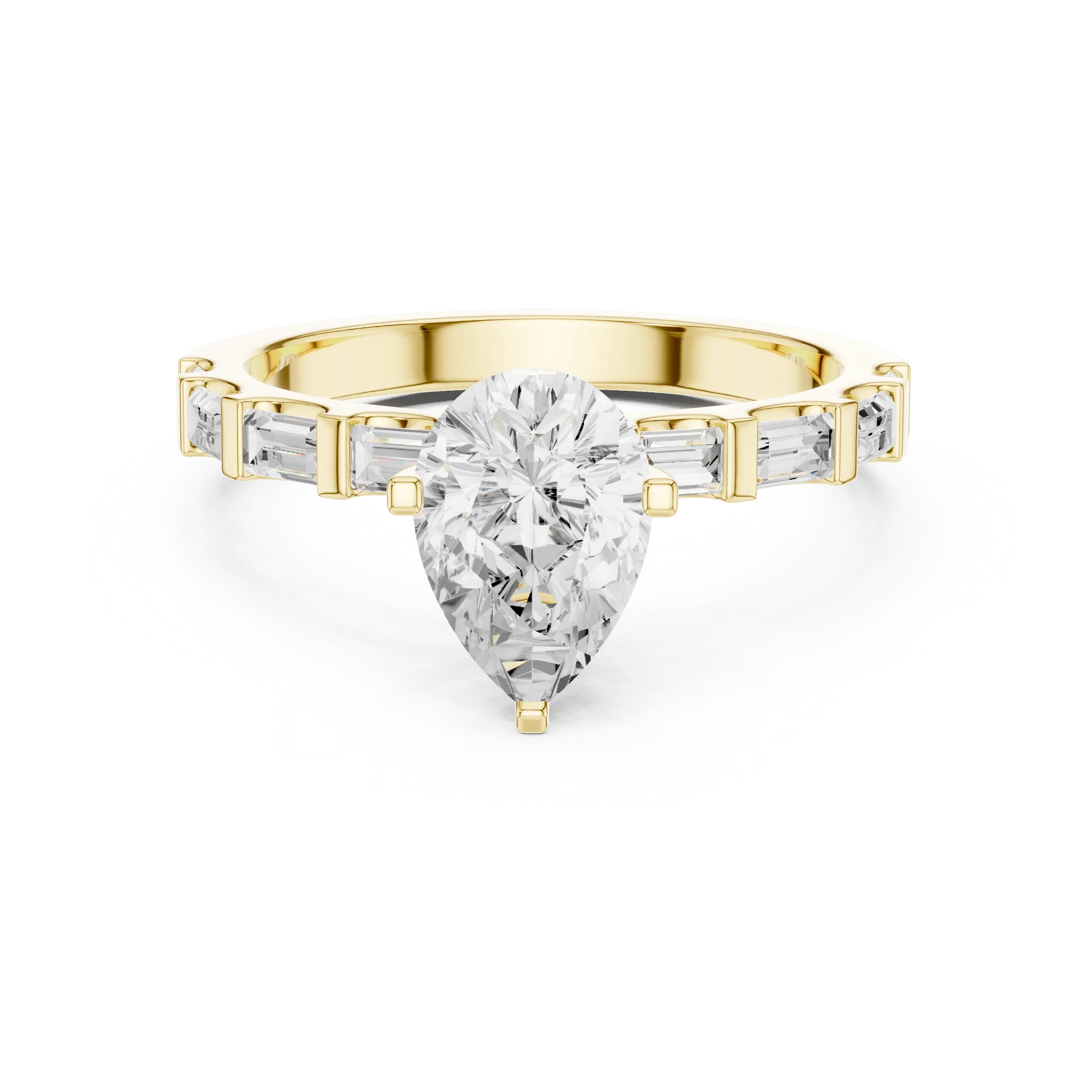 EF/VVS Clarity IGI Certified 1 Carat Pear Baguette Cut Lab Grown Diamond Ring