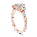 4.36 CTW Three Stone Pear Round VVS Moissanite Diamond Engagement Ring with 14K Gold
