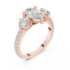4.36 CTW Three Stone Pear Round VVS Moissanite Diamond Engagement Ring with 14K Gold