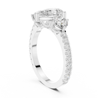 4.36 CTW Three Stone Pear Round VVS Moissanite Diamond Engagement Ring with 14K Gold