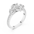 4.36 CTW Three Stone Pear Round VVS Moissanite Diamond Engagement Ring with 14K Gold