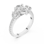 4.36 CTW Three Stone Pear Round VVS Moissanite Diamond Engagement Ring with 14K Gold