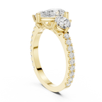 4.36 CTW Three Stone Pear Round VVS Moissanite Diamond Engagement Ring with 14K Gold