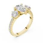 4.36 CTW Three Stone Pear Round VVS Moissanite Diamond Engagement Ring with 14K Gold