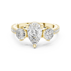 4.36 CTW Three Stone Pear Round VVS Moissanite Diamond Engagement Ring with 14K Gold
