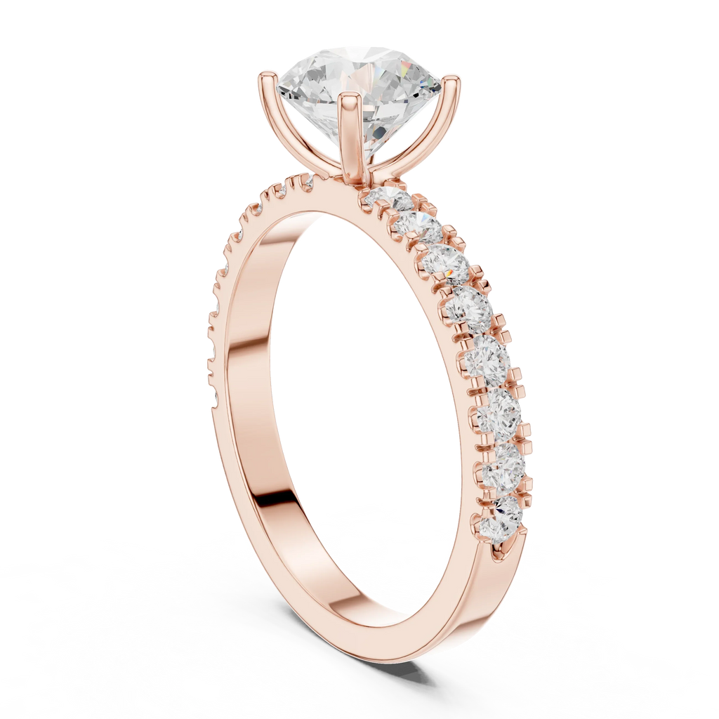 Round 1.43 CTW Shared Prong 10K White Gold VVS1 Lab Diamond Engagement Ring