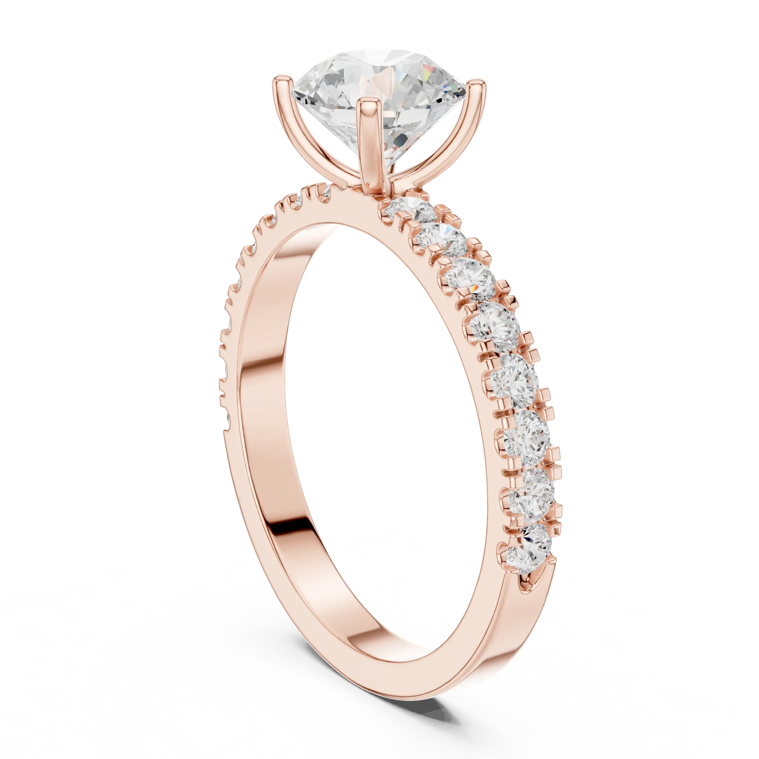Round 1.43 CTW Shared Prong 10K White Gold VVS1 Lab Diamond Engagement Ring