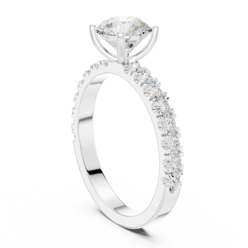 Round 1.43 CTW Shared Prong 10K White Gold VVS1 Lab Diamond Engagement Ring