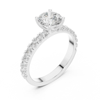 Round 1.43 CTW Shared Prong 10K White Gold VVS1 Lab Diamond Engagement Ring