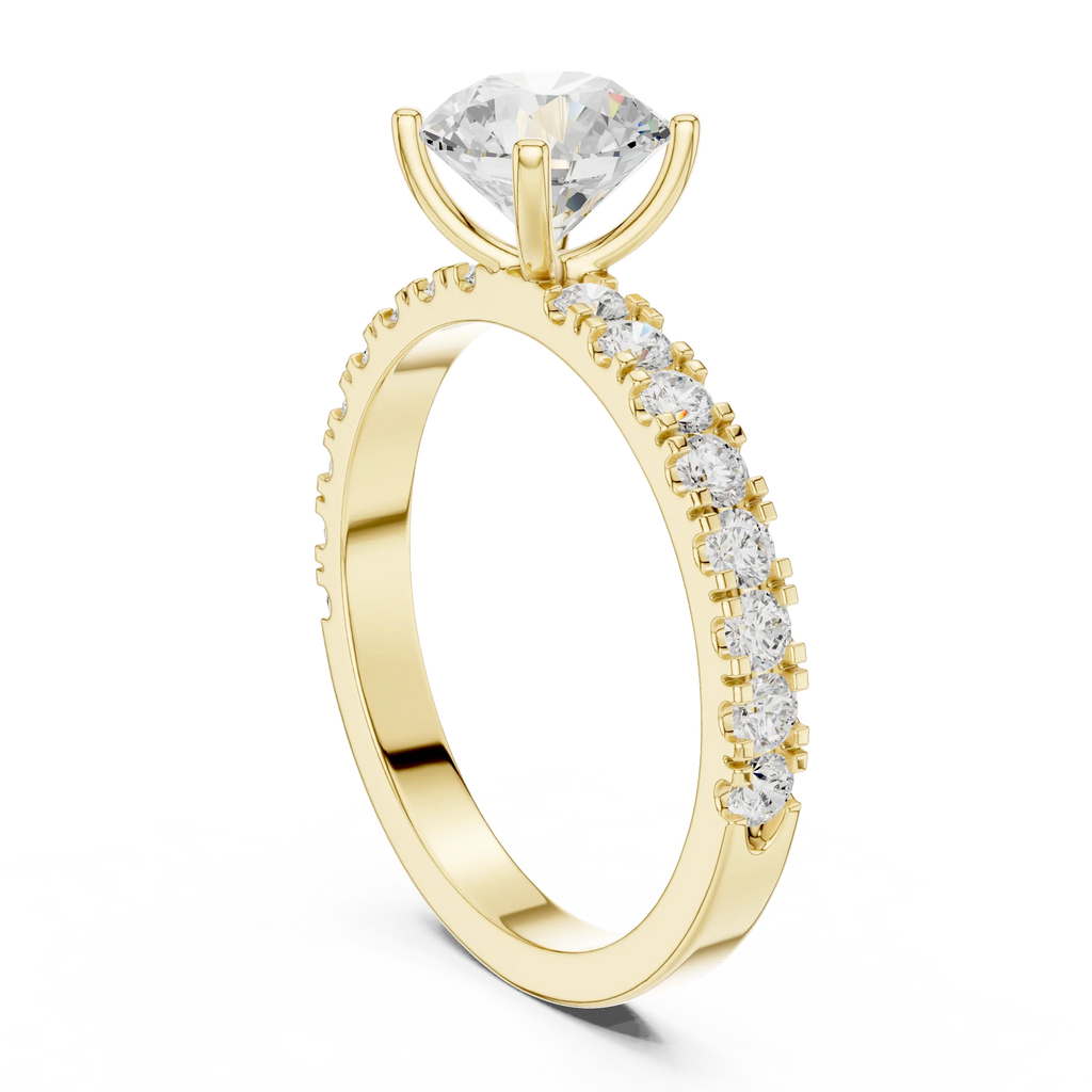 Round 1.43 CTW Shared Prong 10K White Gold VVS1 Lab Diamond Engagement Ring