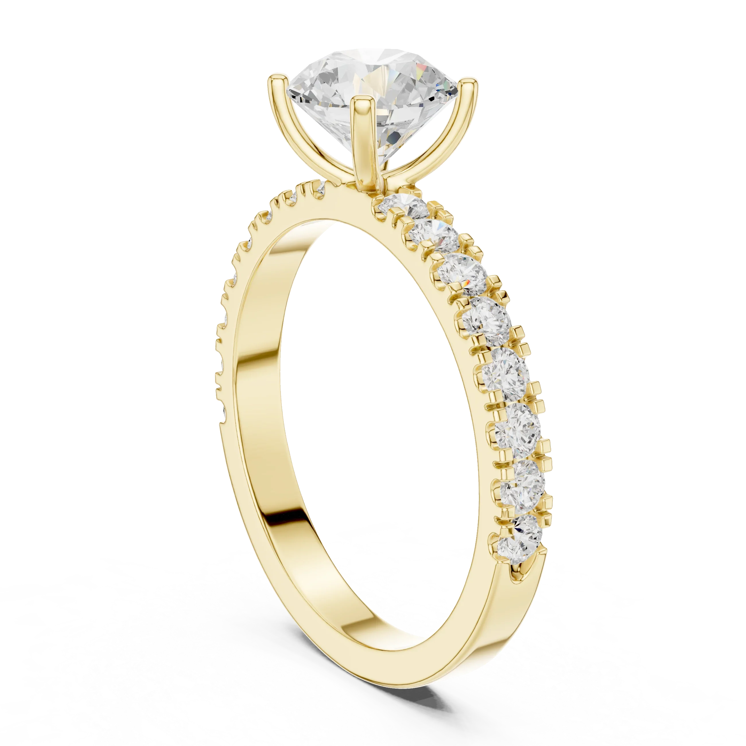 Round 1.43 CTW Shared Prong 10K White Gold VVS1 Lab Diamond Engagement Ring