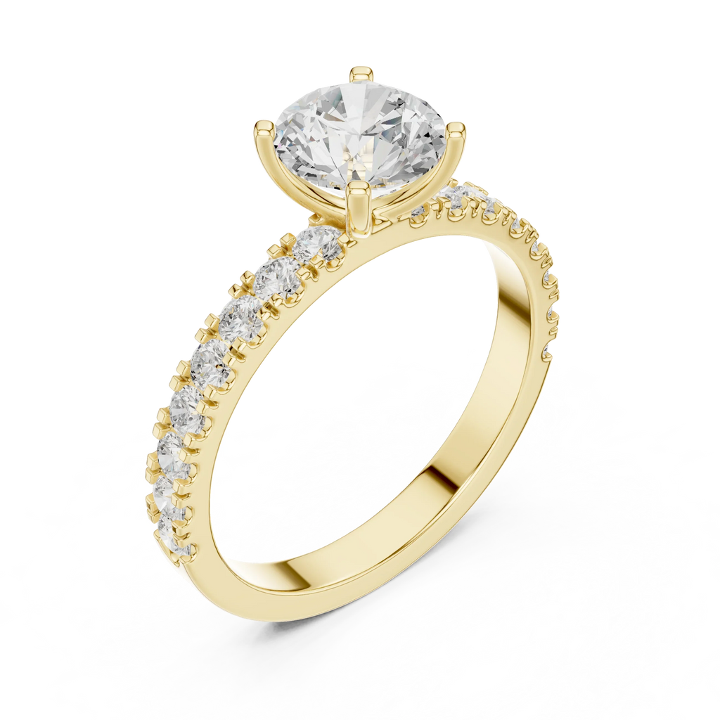 Round 1.43 CTW Shared Prong 10K White Gold VVS1 Lab Diamond Engagement Ring