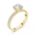 Round 1.43 CTW Shared Prong 10K White Gold VVS1 Lab Diamond Engagement Ring
