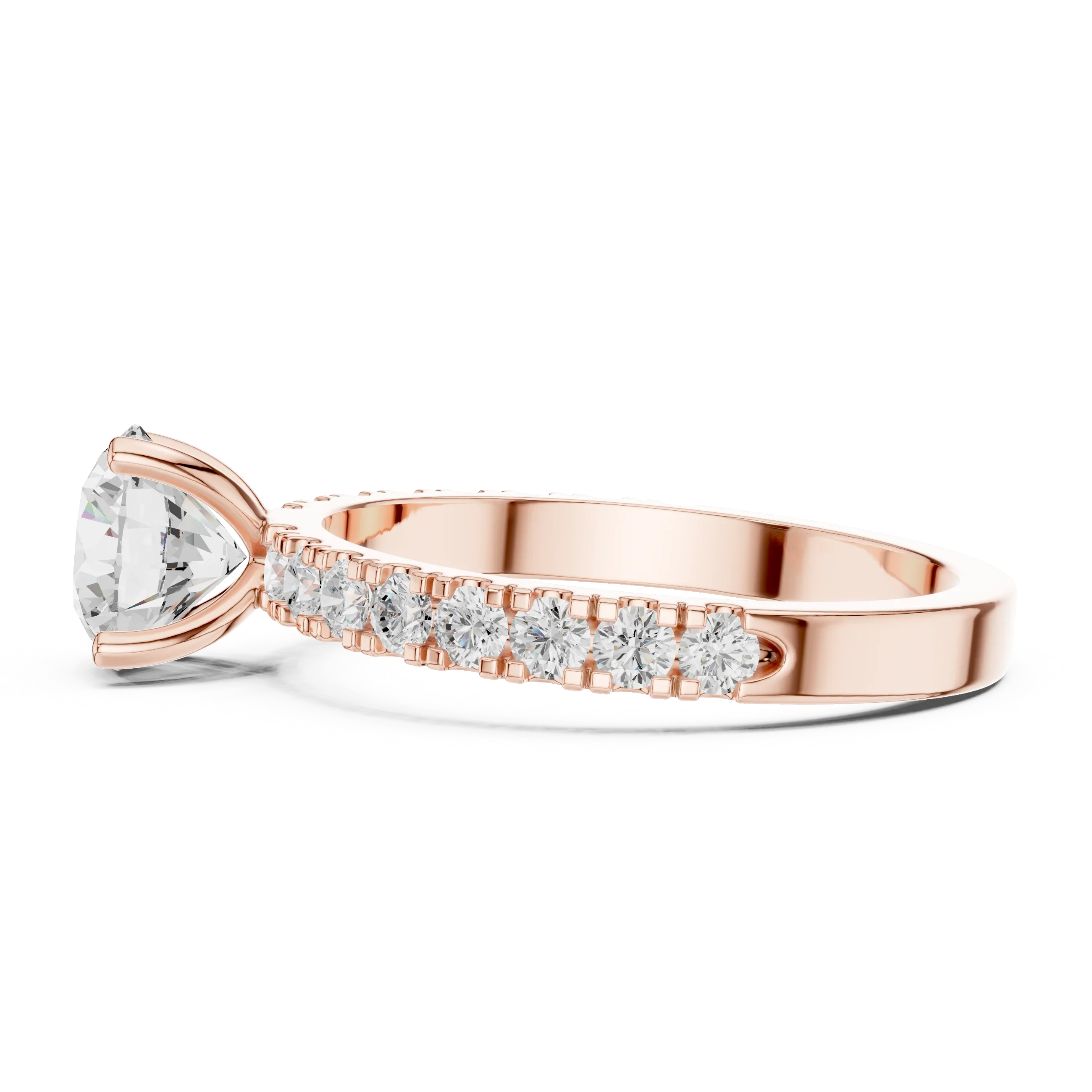 Round 1.43 CTW Shared Prong 10K White Gold VVS1 Lab Diamond Engagement Ring