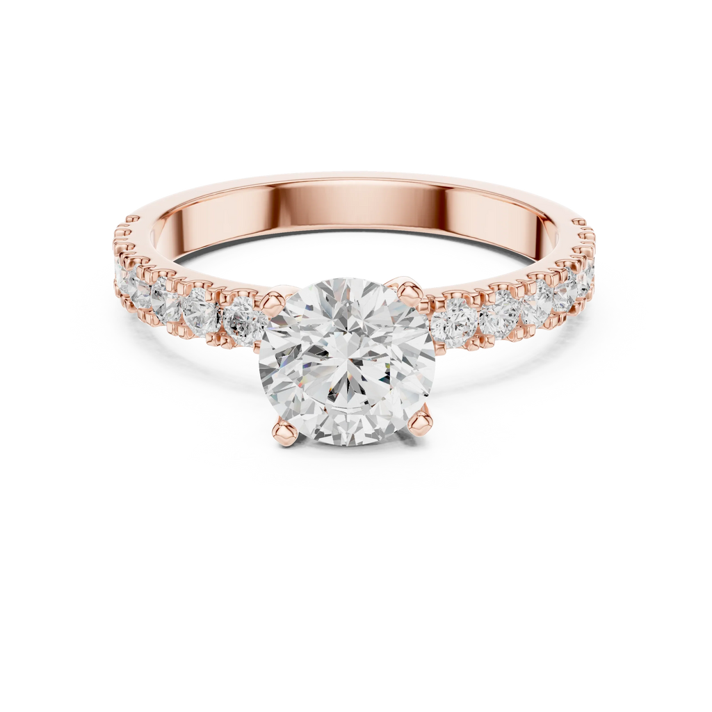Round 1.43 CTW Shared Prong 10K White Gold VVS1 Lab Diamond Engagement Ring