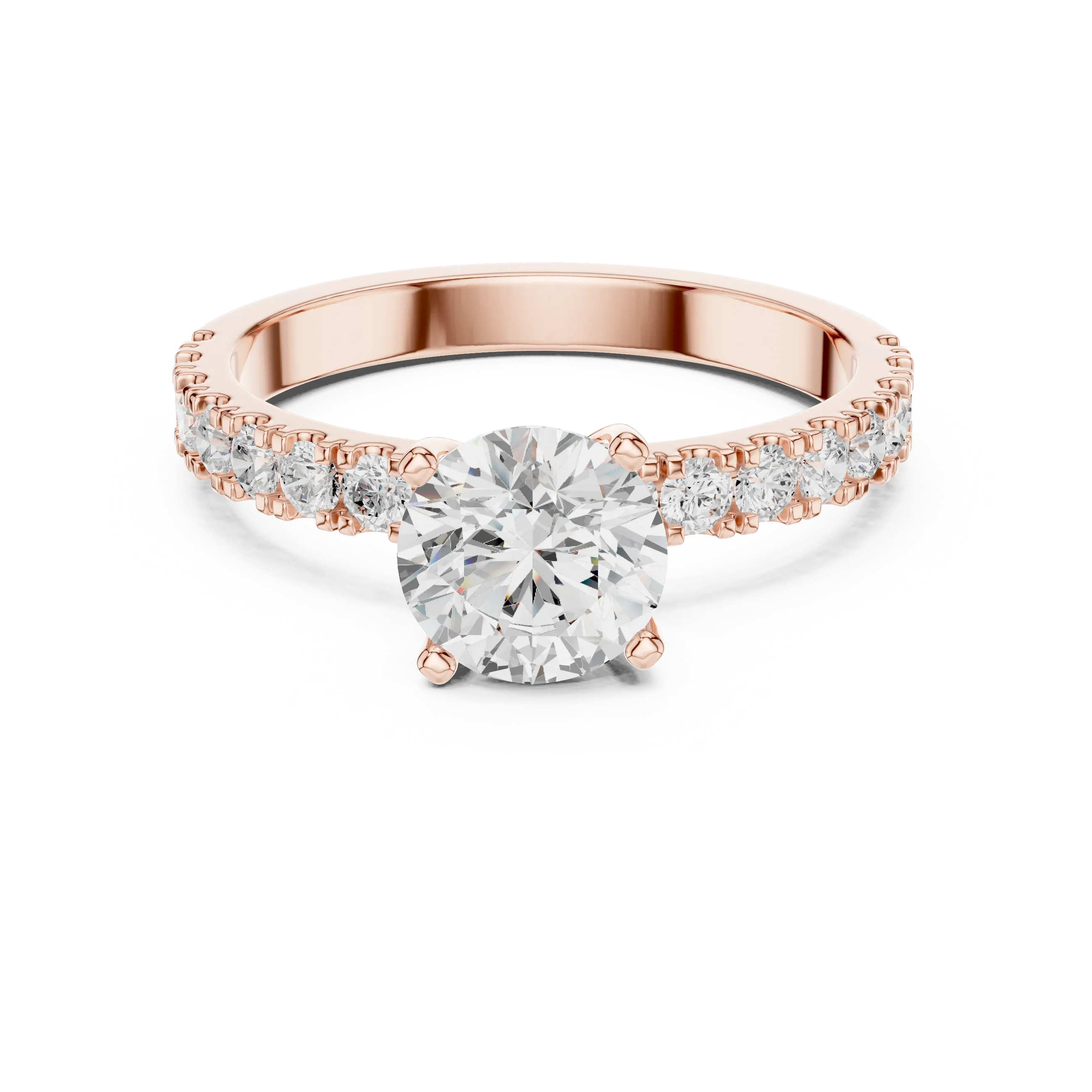 Round 1.43 CTW Shared Prong 10K White Gold VVS1 Lab Diamond Engagement Ring