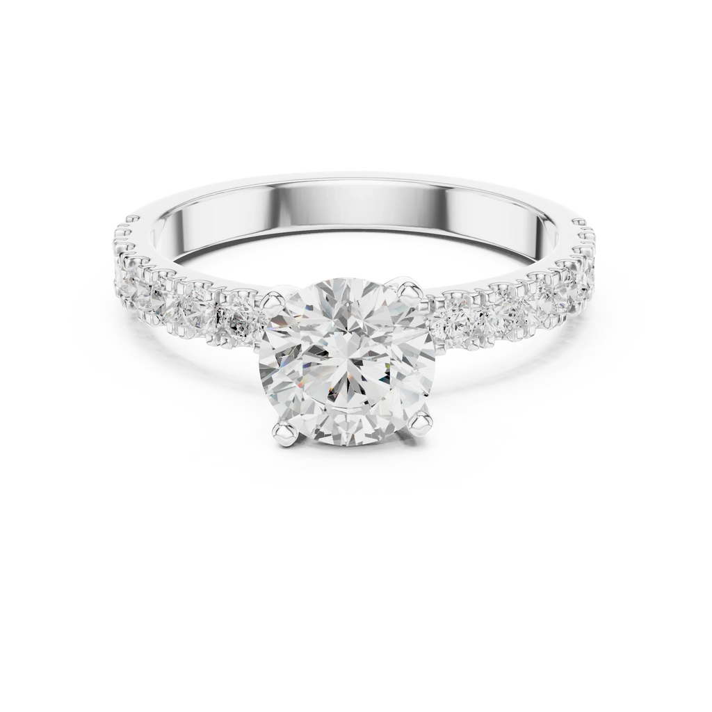 Round 1.43 CTW Shared Prong 10K White Gold VVS1 Lab Diamond Engagement Ring