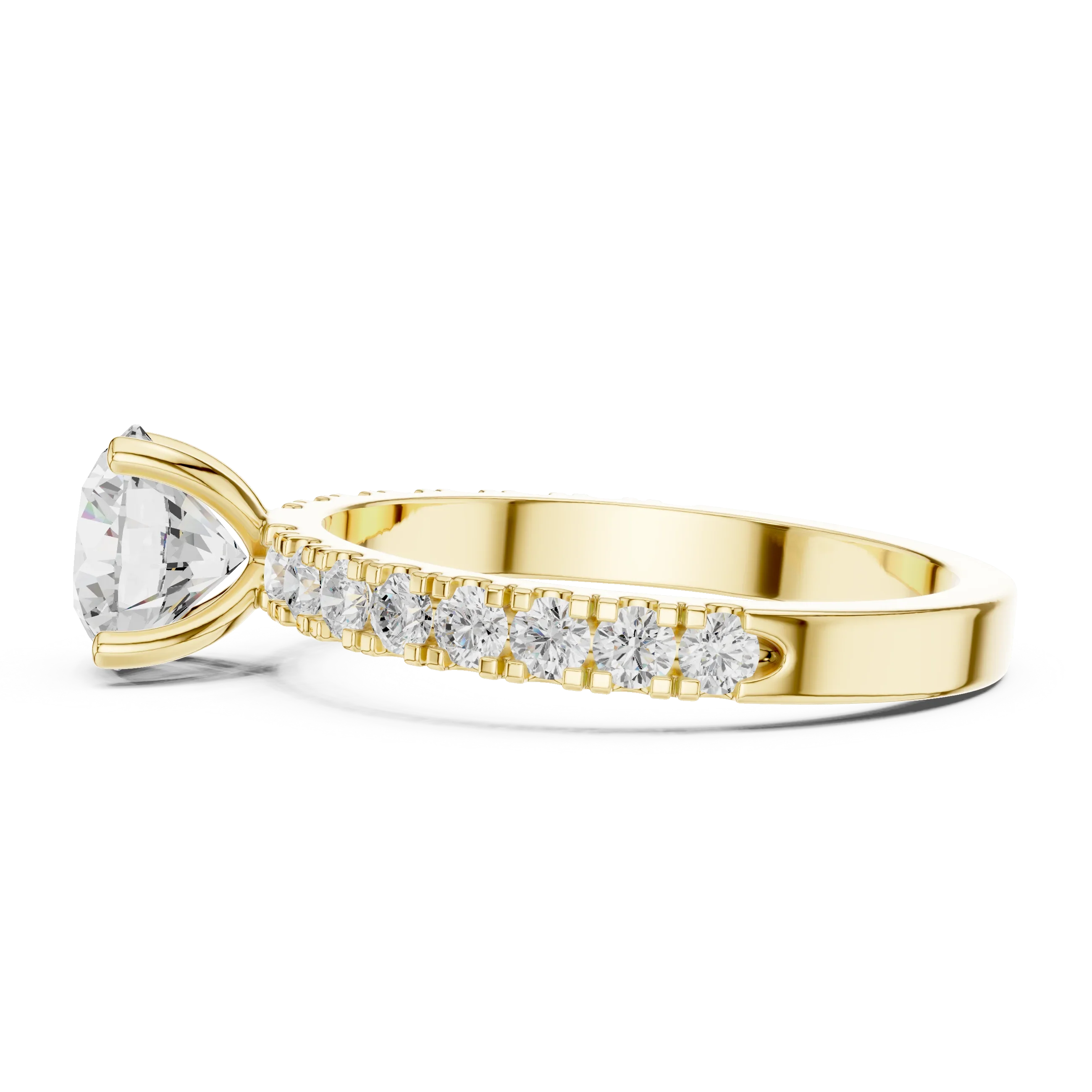 Round 1.43 CTW Shared Prong 10K White Gold VVS1 Lab Diamond Engagement Ring