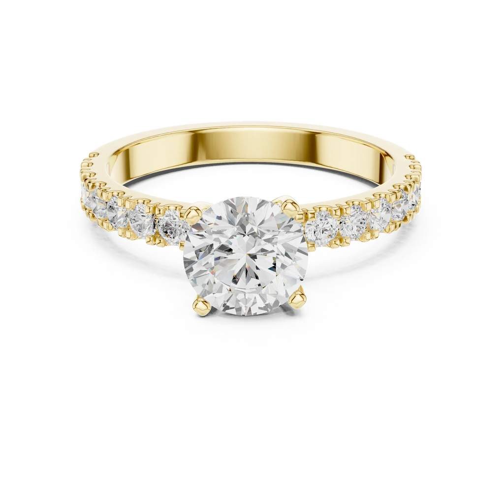 Round 1.43 CTW Shared Prong 10K White Gold VVS1 Lab Diamond Engagement Ring