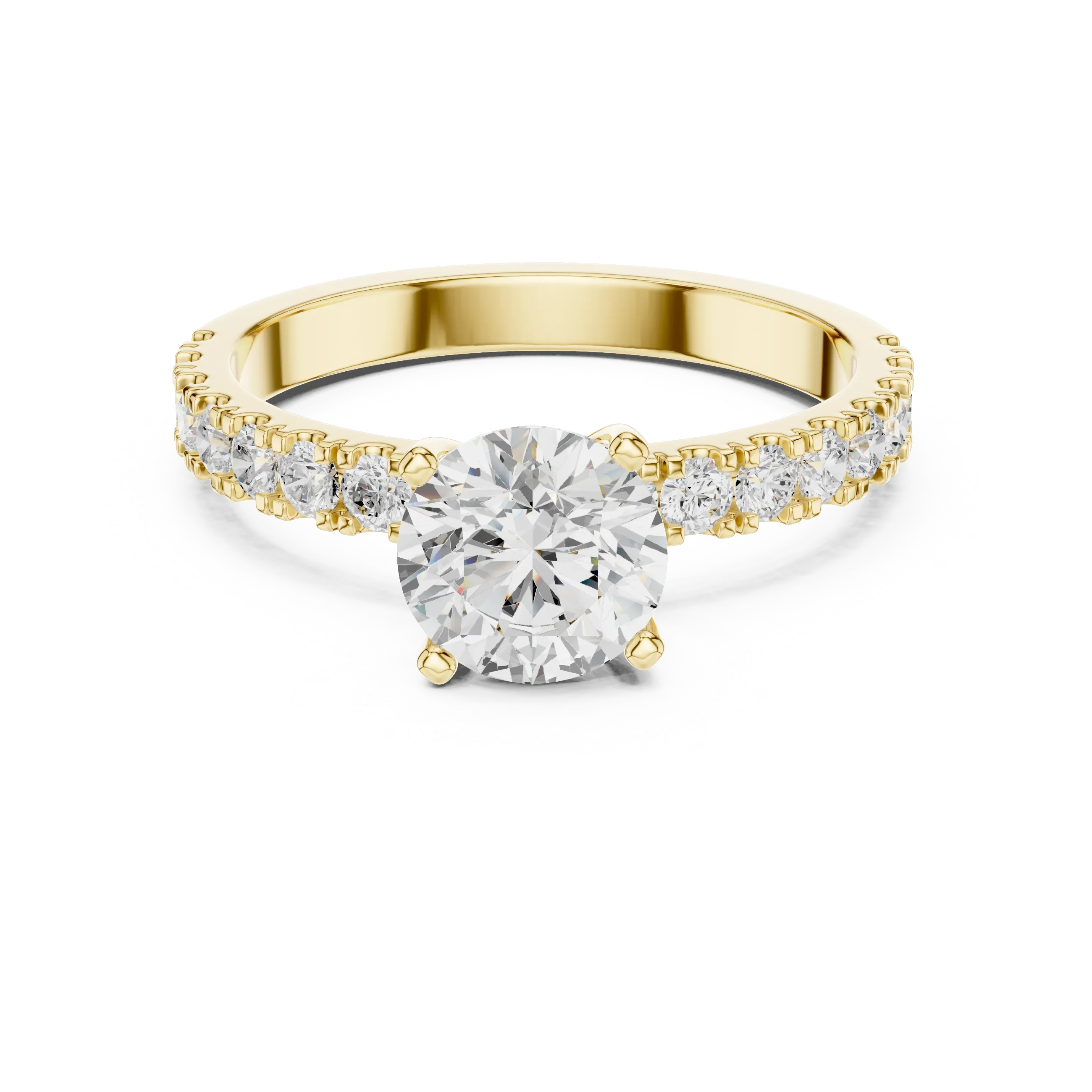 Round 1.43 CTW Shared Prong 10K White Gold VVS1 Lab Diamond Engagement Ring
