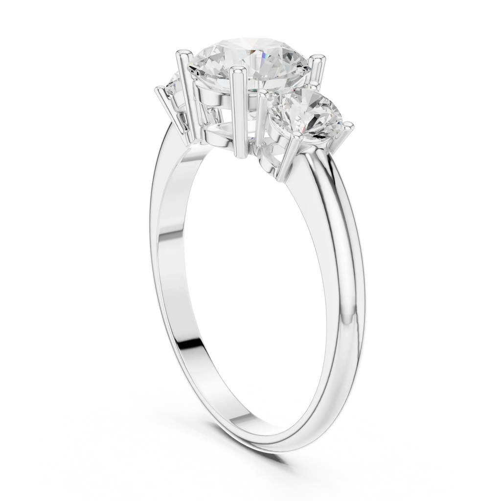 VVS Moissanite Diamond Three Stone Round Ring