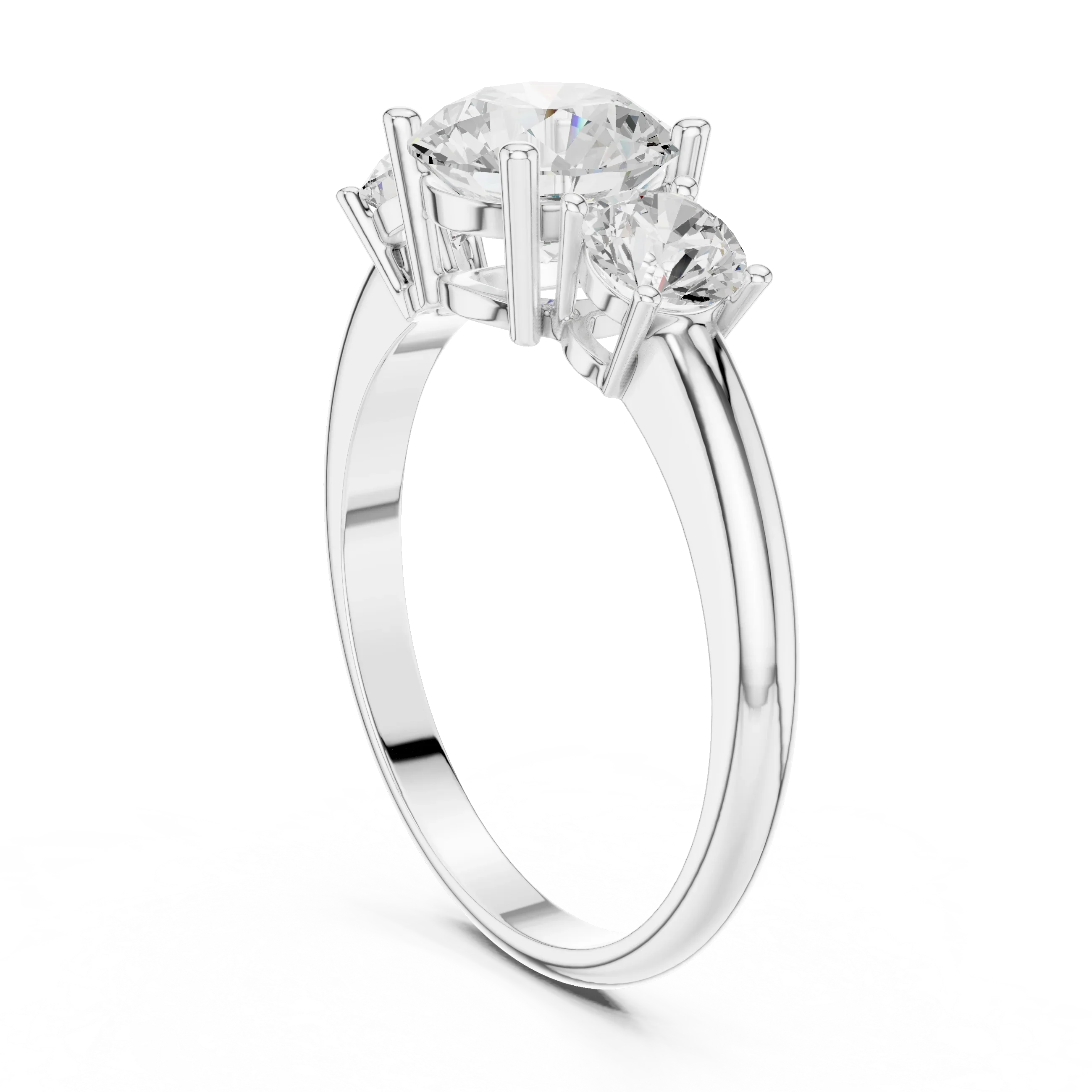 VVS Moissanite Diamond Three Stone Round Ring