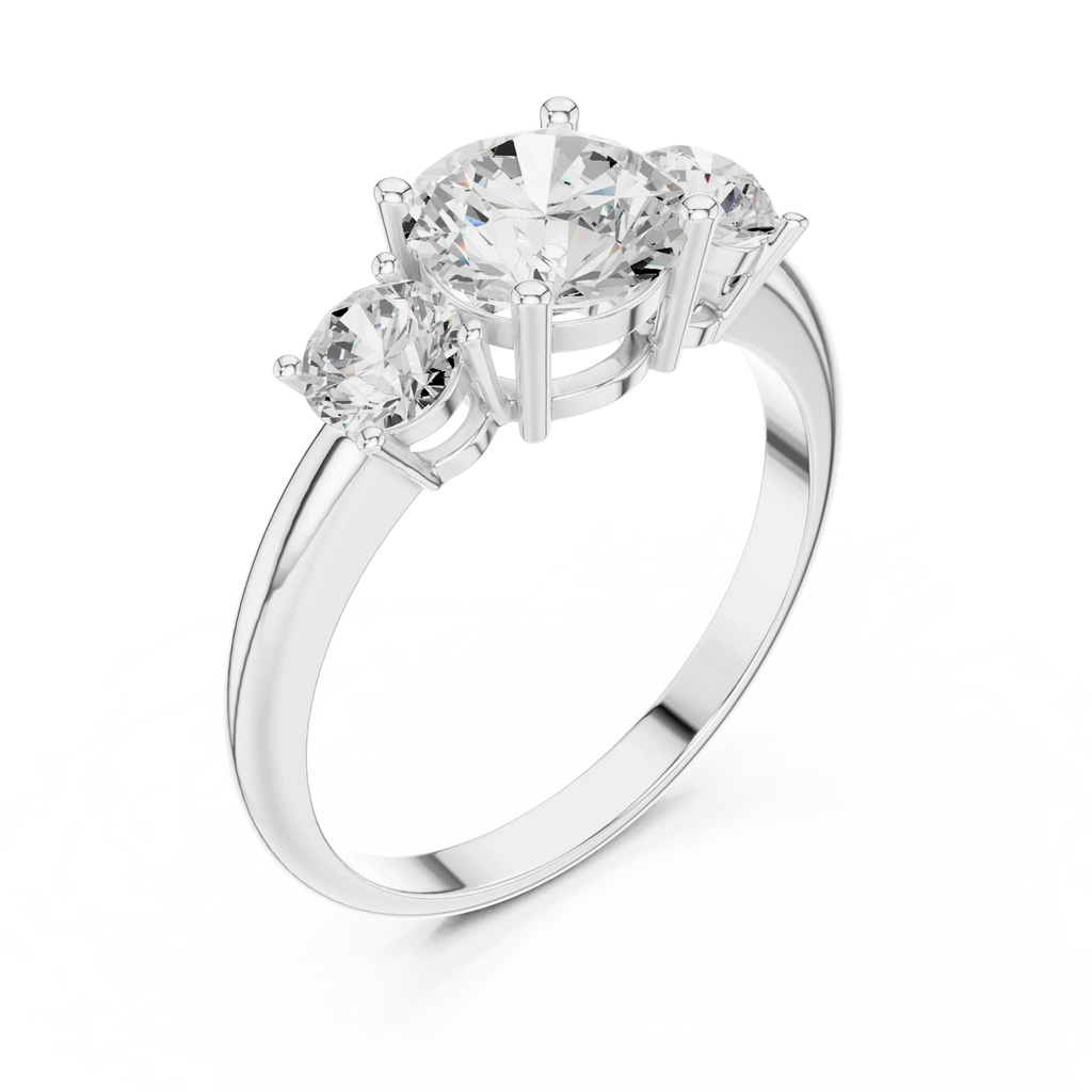 VVS Moissanite Diamond Three Stone Round Ring