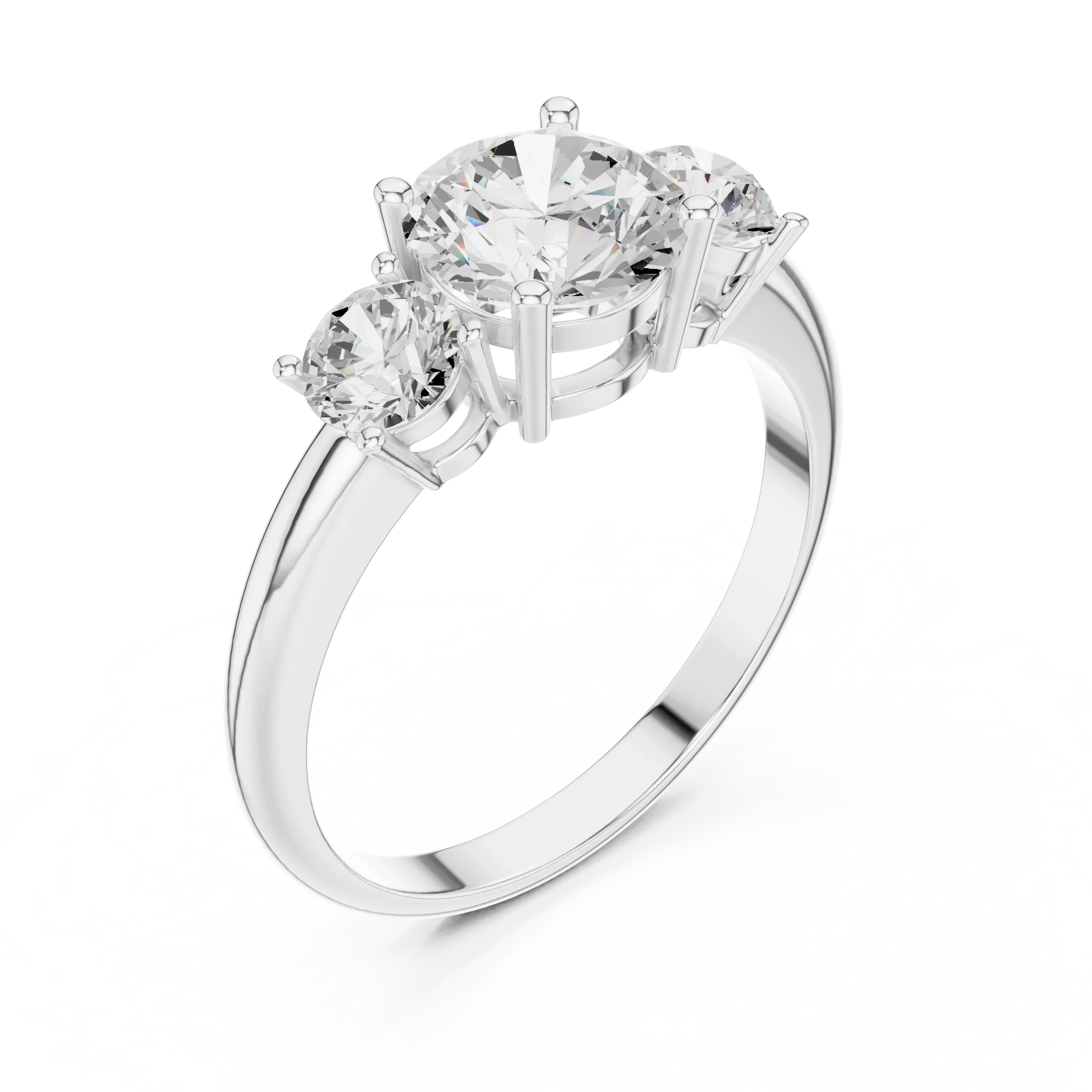 VVS Moissanite Diamond Three Stone Round Ring