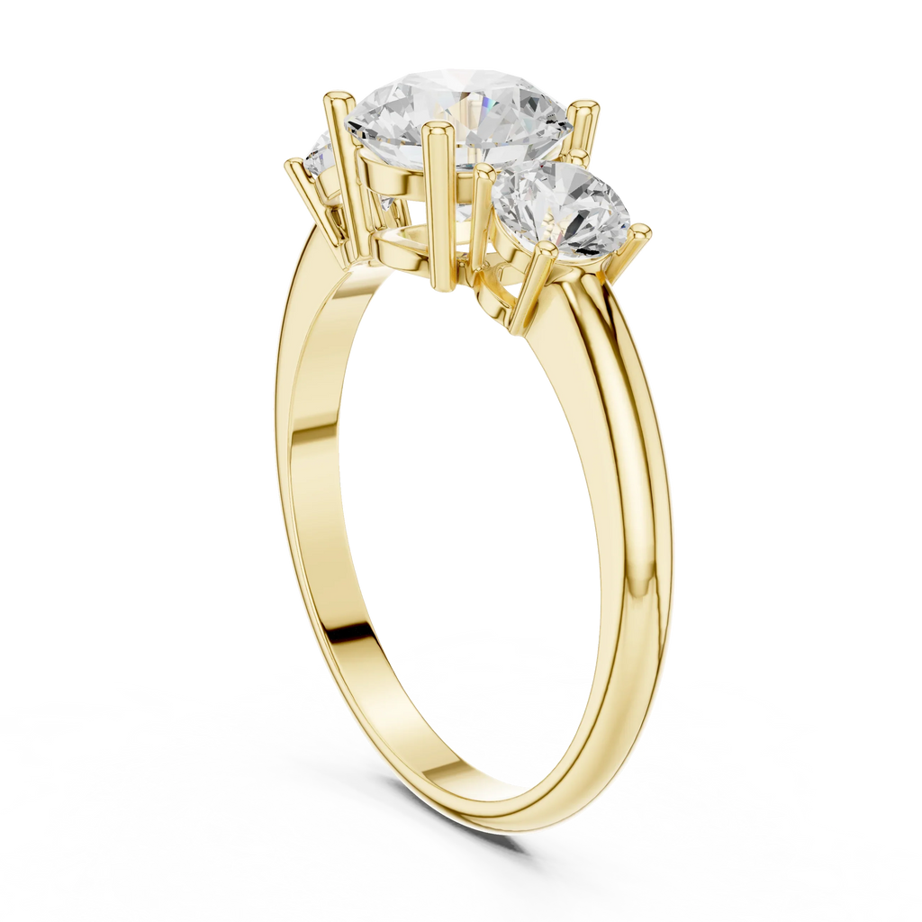 VVS Moissanite Diamond Three Stone Round Ring