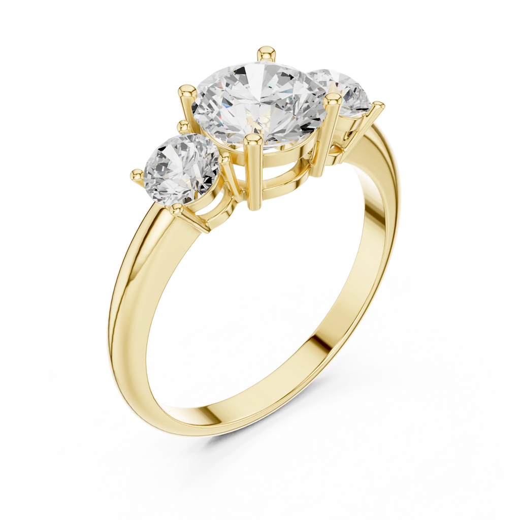 VVS Moissanite Diamond Three Stone Round Ring
