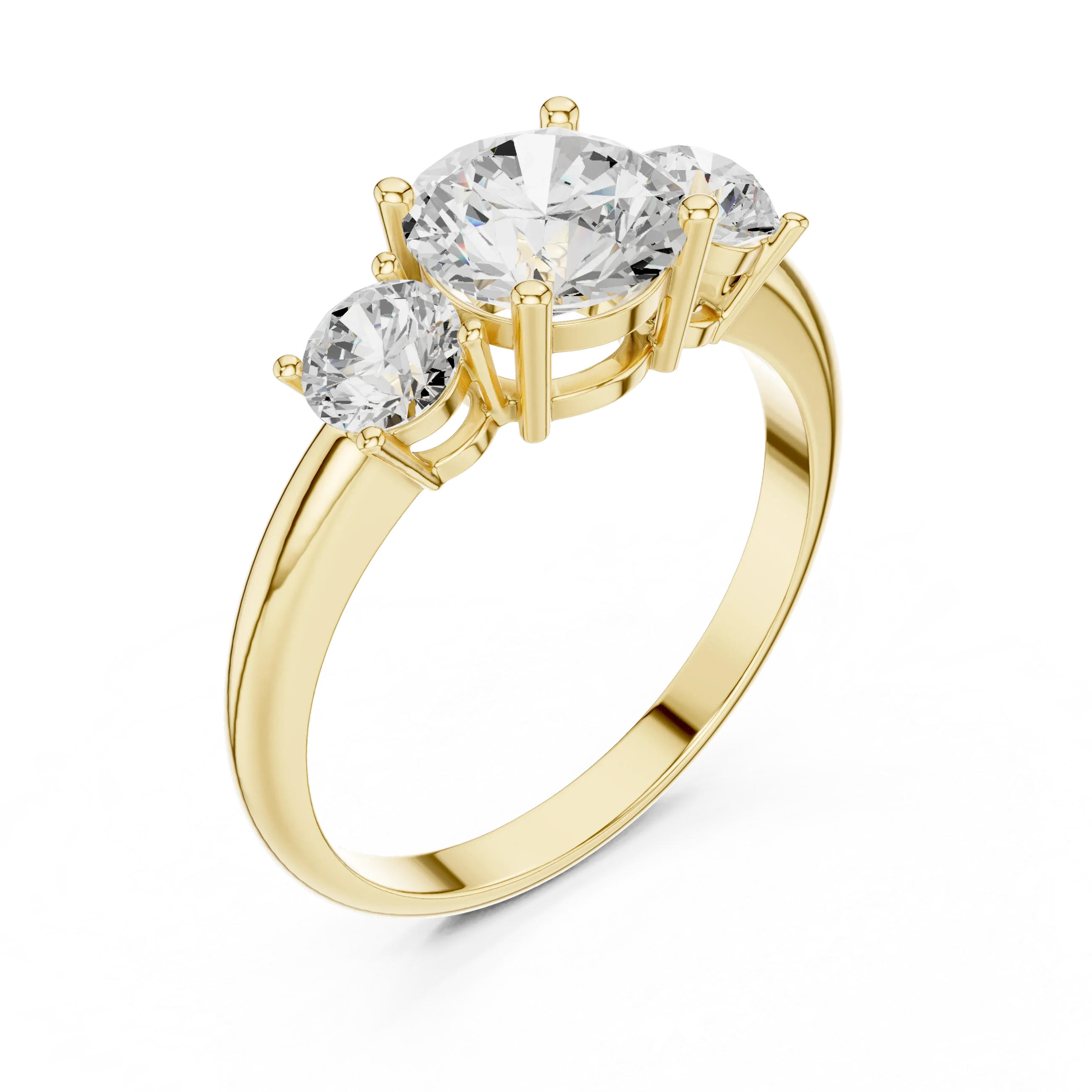 VVS Moissanite Diamond Three Stone Round Ring