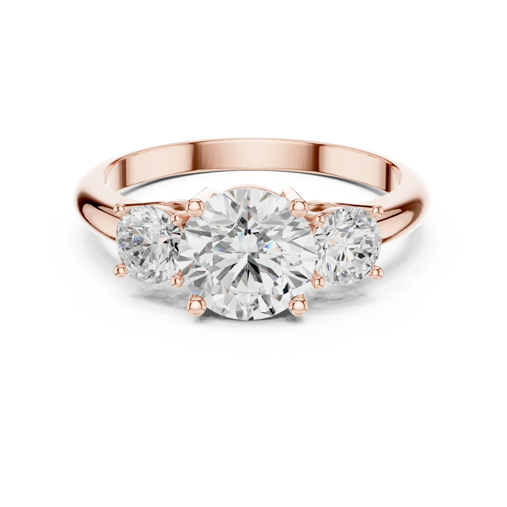 VVS Moissanite Diamond Three Stone Round Ring